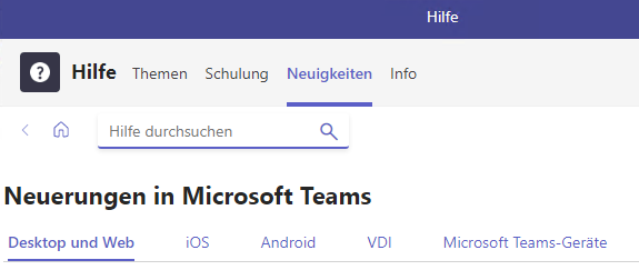 Neuigkeiten bei Teams