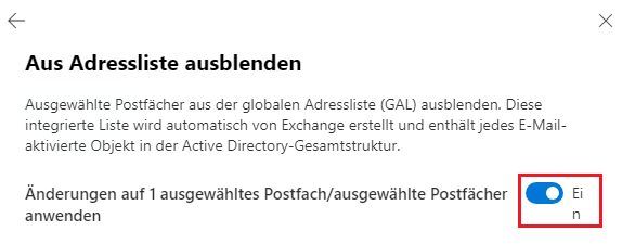 Änderungen am Attribut „msExchangeHiddenFromAddressList“ wurden nicht für das Empfängerobjekt in Exchange Online aktualisiert