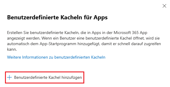 Benutzerdefinierte Kacheln für Apps in Microsoft 365 erstellen