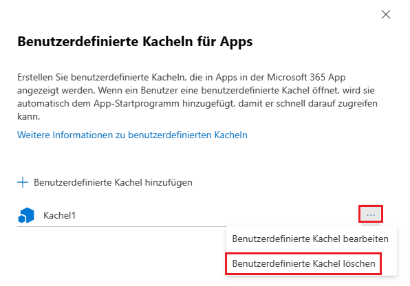 Benutzerdefinierte Kacheln für Apps in Microsoft 365 erstellen