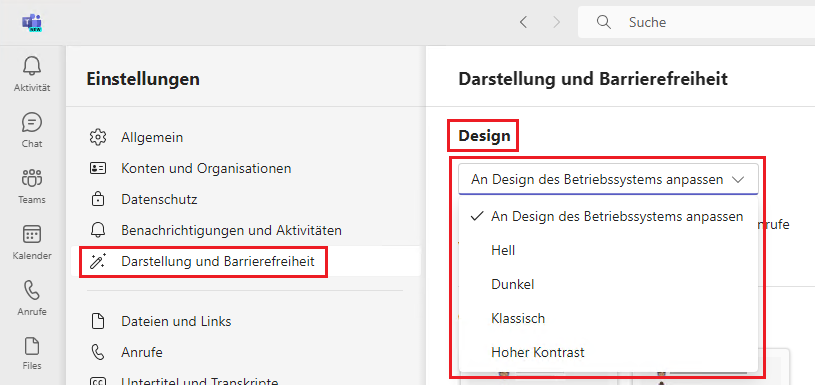 Microsoft Teams Design ändern