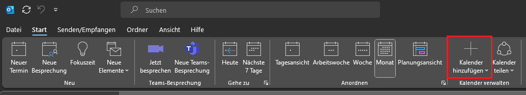 Outlook Kalender hinzufügen