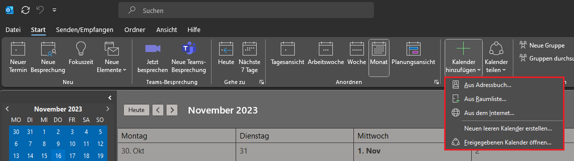 Outlook Kalender hinzufügen