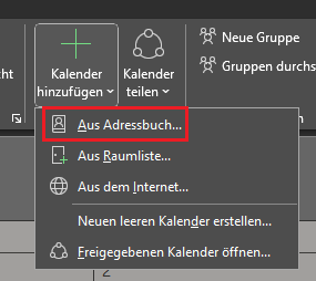 Outlook Kalender hinzufügen