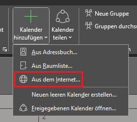 Outlook Kalender hinzufügen