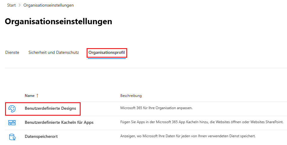 Standarddesign in Microsoft 365 ändern