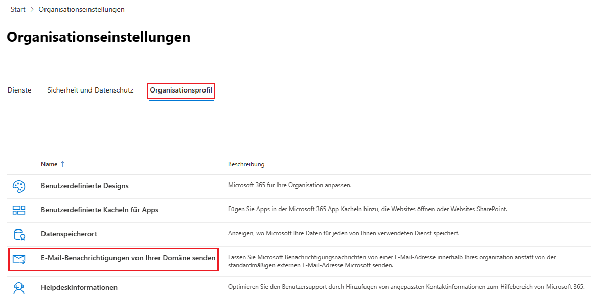 E-Mail-Benachrichtigungen von Ihrer Domäne senden