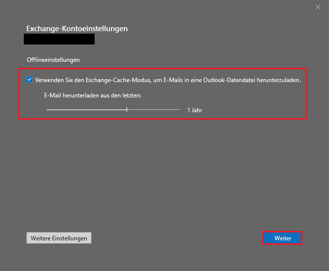 Outlook Cache Modus verwalten