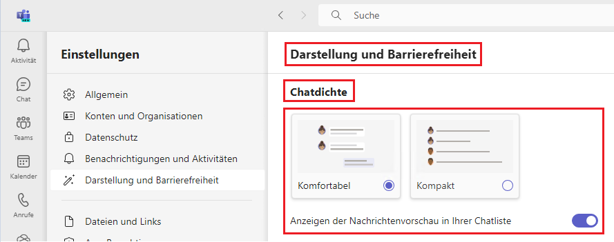 Microsoft Teams Chatdichte verwalten