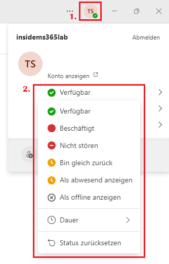 Microsoft Teams Status ändern