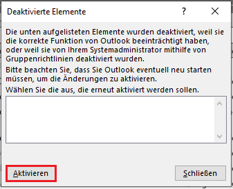SEPPmail Outlook Add-In aktivieren