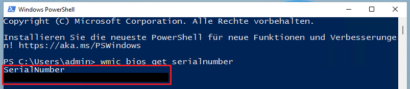 Seriennummer von Computer auslesen