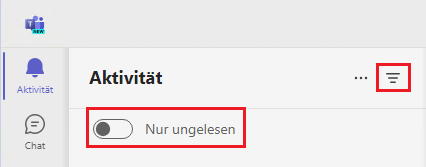 Microsoft Teams Aktivitäten filtern