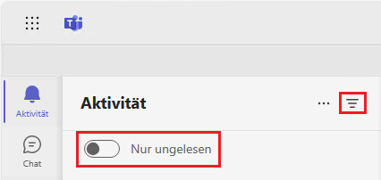 Microsoft Teams Aktivitäten filtern