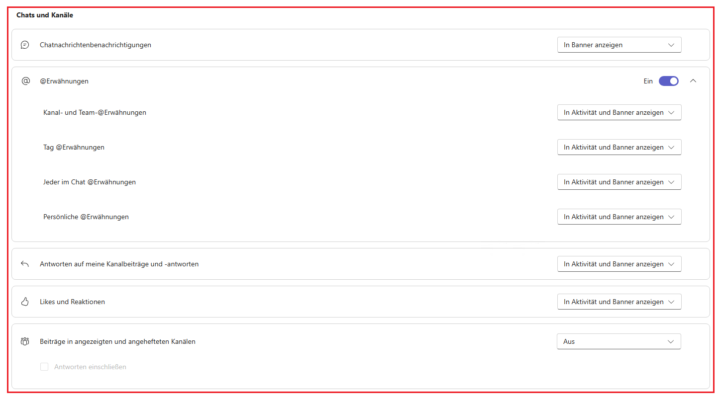Microsoft Teams Benachrichtigungen und Aktivitäten verwalten