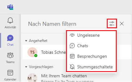 Microsoft Teams Chats filtern