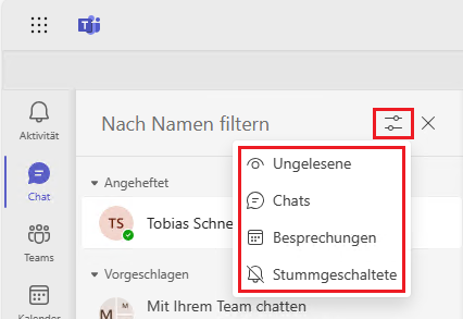 Microsoft Teams Chats filtern