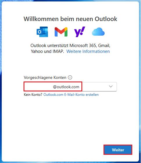 Outlook.com E-Mail-Konto im neuen Outlook einrichten