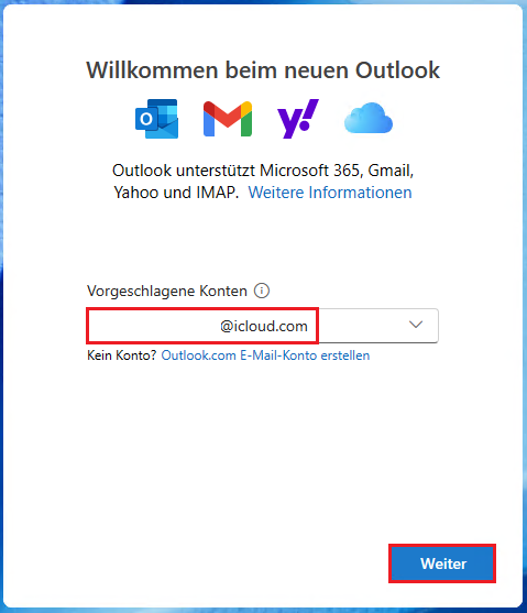 iCloud E-Mail-Konto im neuen Outlook einrichten