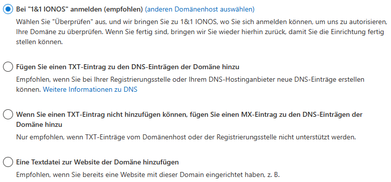 Domain in Microsoft 365 hinzufügen