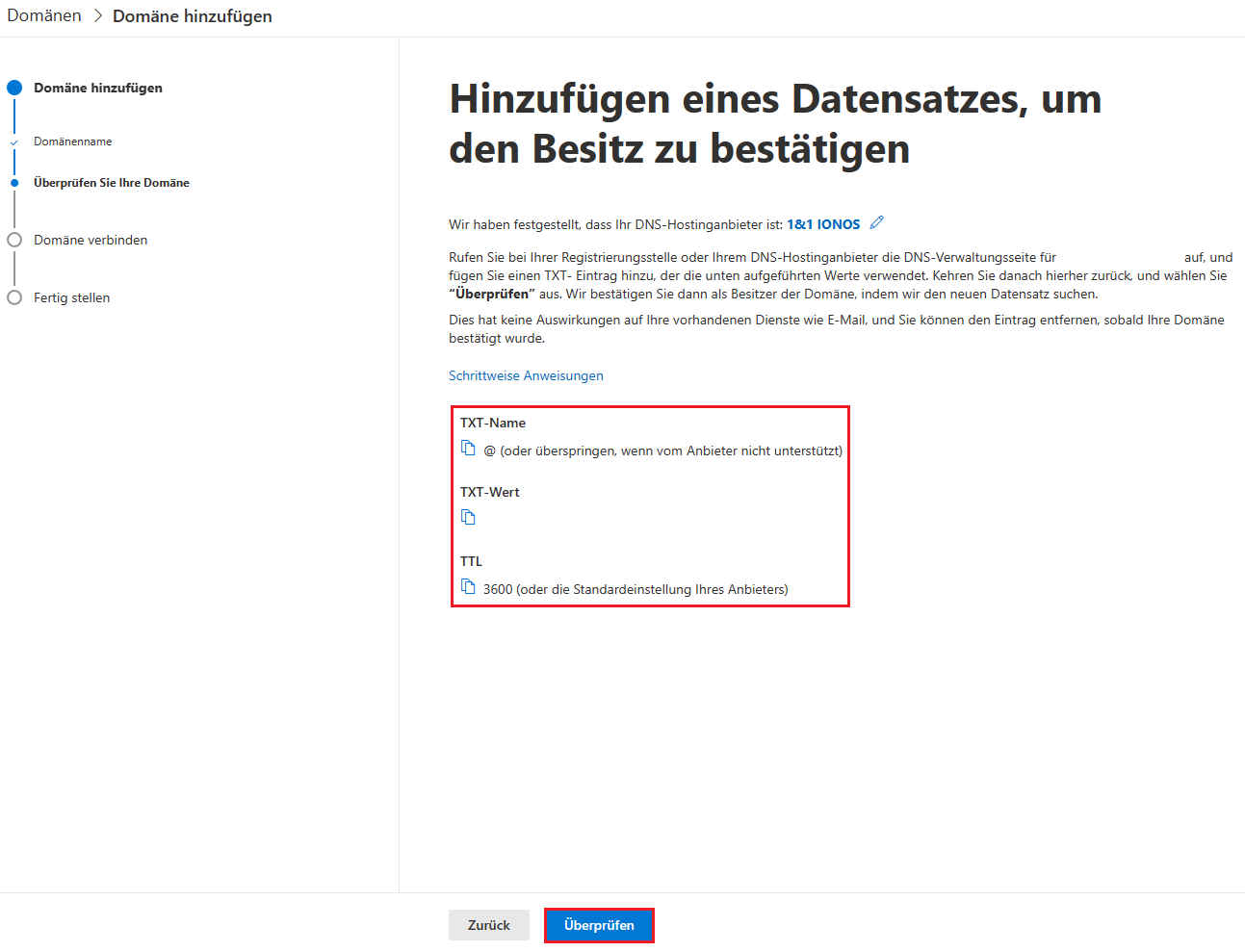 Domain in Microsoft 365 hinzufügen