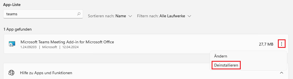 Microsoft Teams deinstallieren