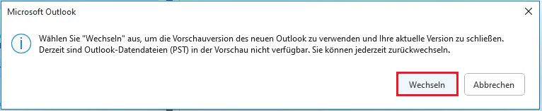 Neue Outlook für Windows aktivieren