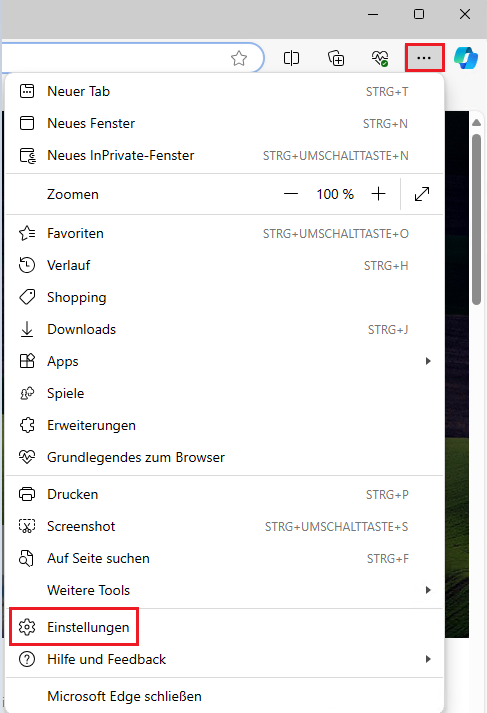 Randleiste im Edge beim Öffnen von Links über Outlook deaktivieren