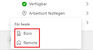 Arbeitsort in Microsoft Teams festlegen