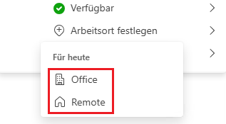 Arbeitsort in Microsoft Teams festlegen