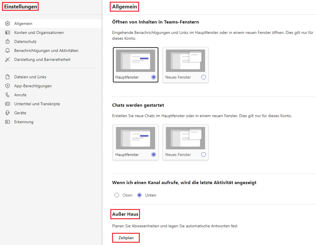 Automatische Antworten in Microsoft Teams aktivieren