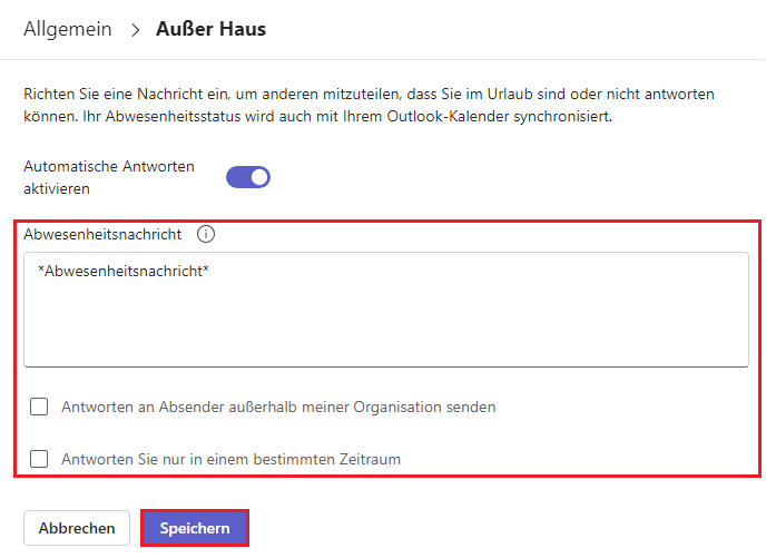 Automatische Antworten in Microsoft Teams aktivieren