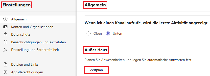 Automatische Antworten in Microsoft Teams aktivieren