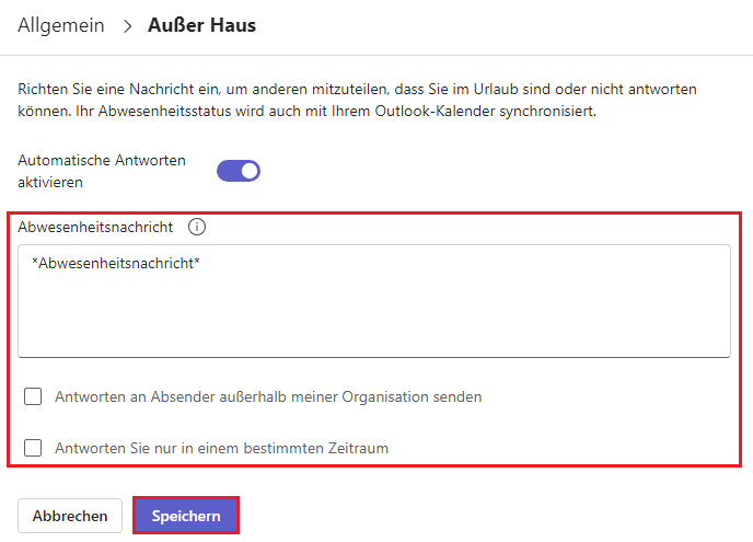 Automatische Antworten in Microsoft Teams aktivieren