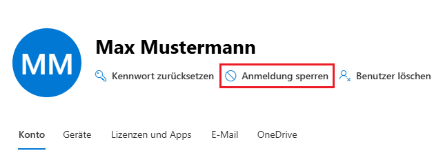 Benutzeranmeldung in Microsoft 365 sperren