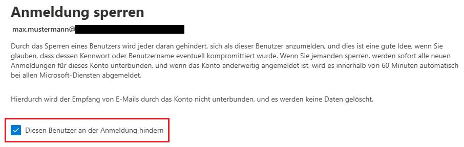 Benutzeranmeldung in Microsoft 365 sperren