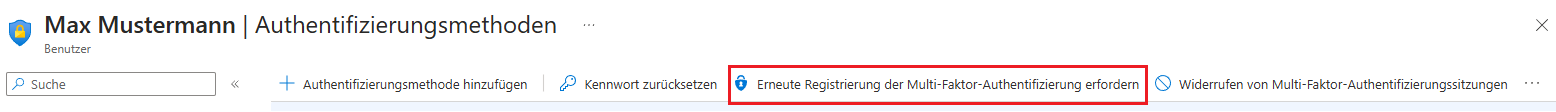 Erneute Registrierung der Microsoft MFA anfordern