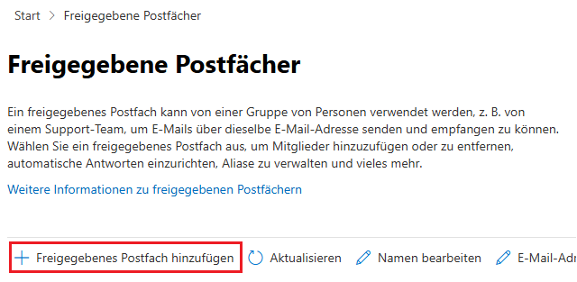 Freigegebenes Postfach im MS365 Admin Center erstellen