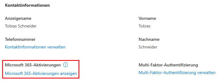 Microsoft 365 Aktivierungen anzeigen