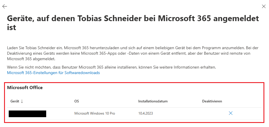 Microsoft 365 Aktivierungen anzeigen