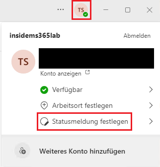 Statusmeldung in Microsoft Teams festlegen