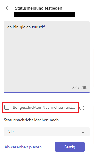 Statusmeldung in Microsoft Teams festlegen