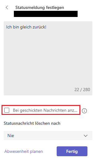 Statusmeldung in Microsoft Teams festlegen