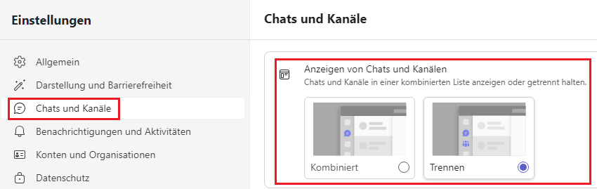 Anzeigen von Chats und Kanälen in Microsoft