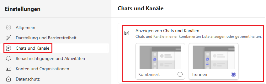 Anzeigen von Chats und Kanälen in Microsoft