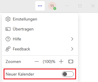 Neuer Kalender in Microsoft Teams aktivieren
